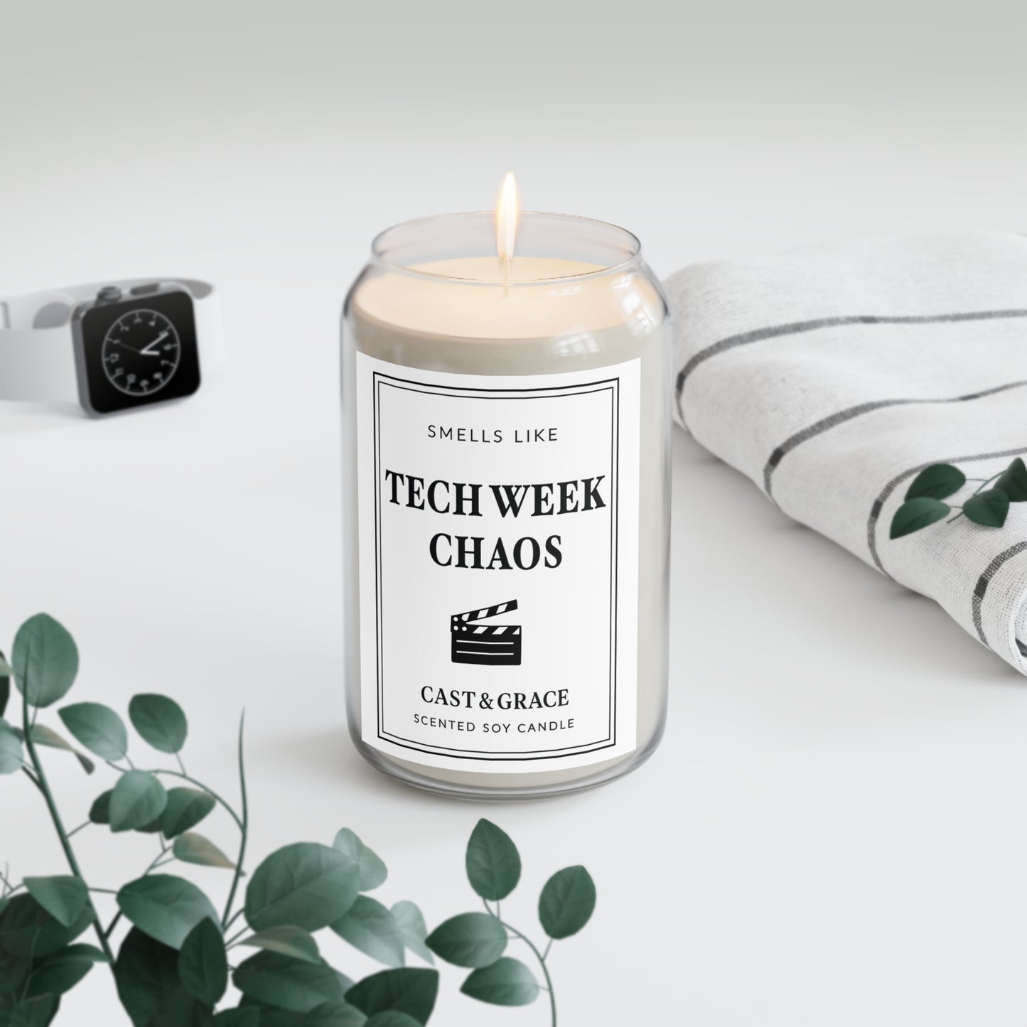 Smells Like Tech Week Chaos Scented Soy Candle - Opening Night, Cozy Home Decor, Gift for Movie Lovers